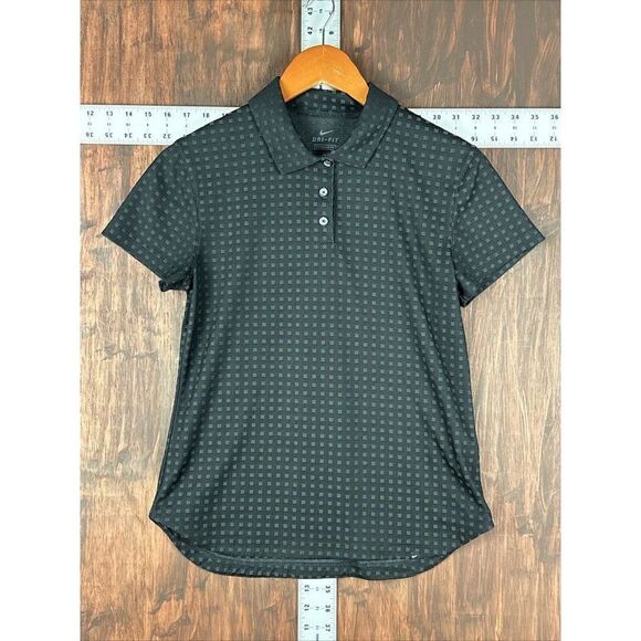 NIKE Dri-FIT UV Ace Golf Polo Shirt Black Gray CK5844‎ Womens Small Activewear - Picture 1 of 7